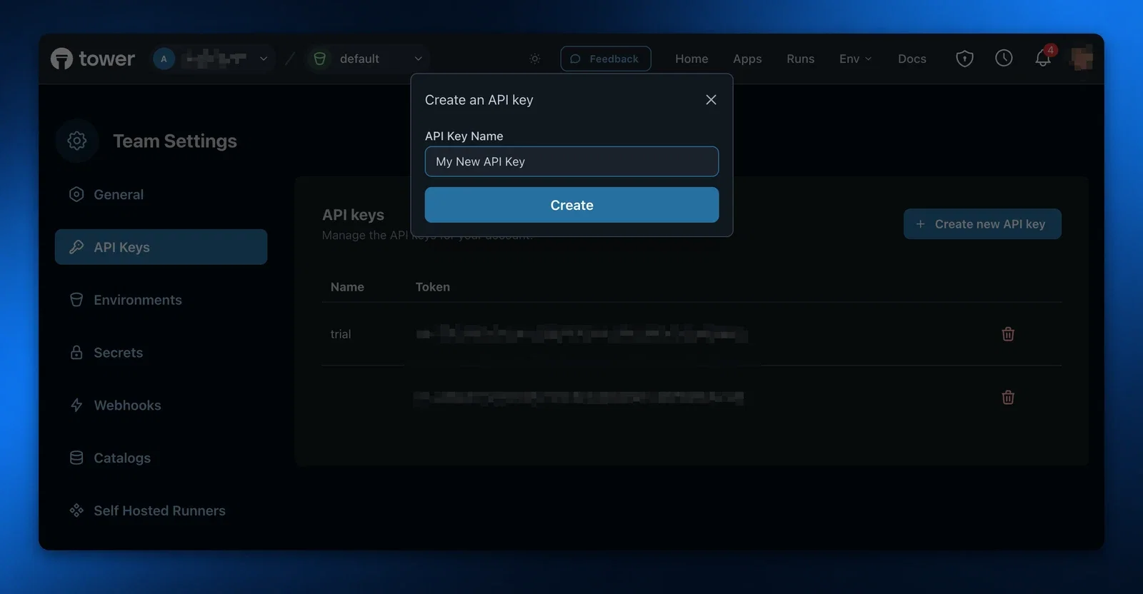 Create API key second step