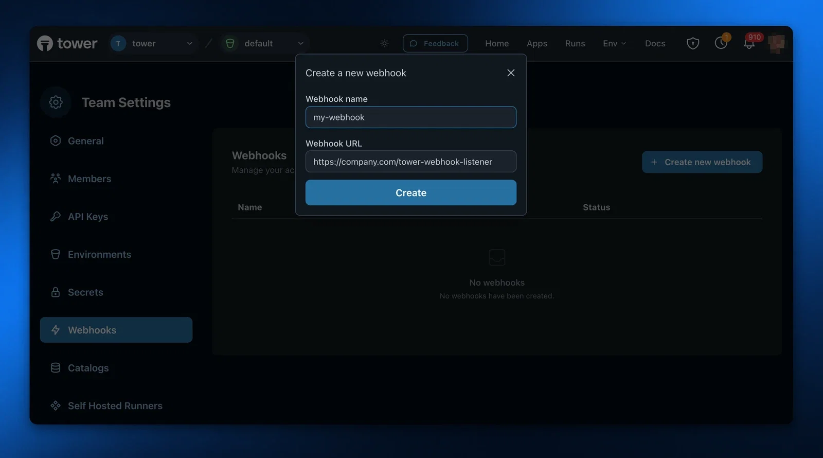 Create a webhook