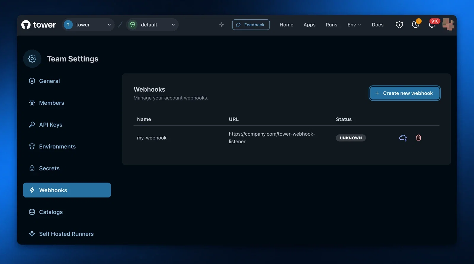 Unknown webhook